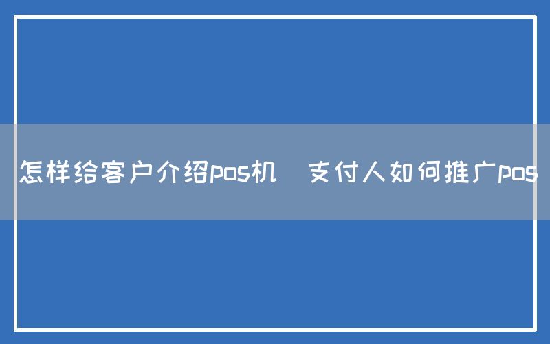 怎样给客户介绍pos机(支付人如何推广pos)