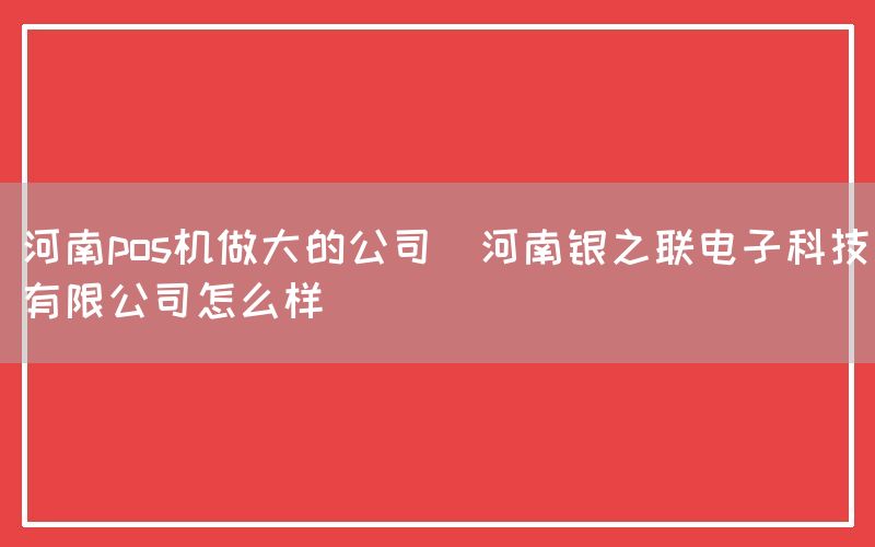 河南pos机做大的公司(河南银之联电子科技有限公司怎么样)(图1)