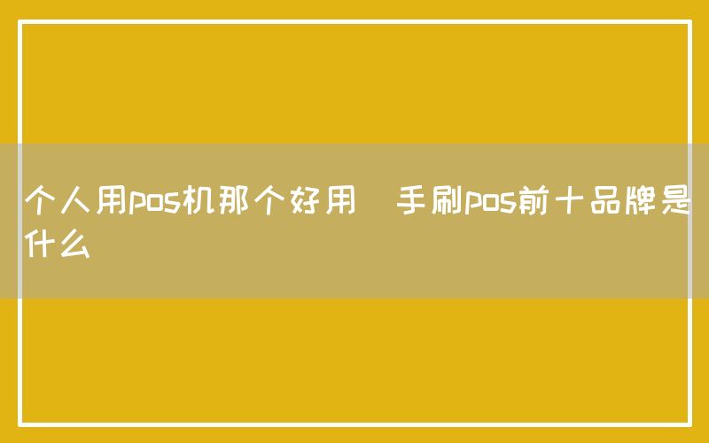 个人用pos机那个好用(手刷pos前十品牌是什么)