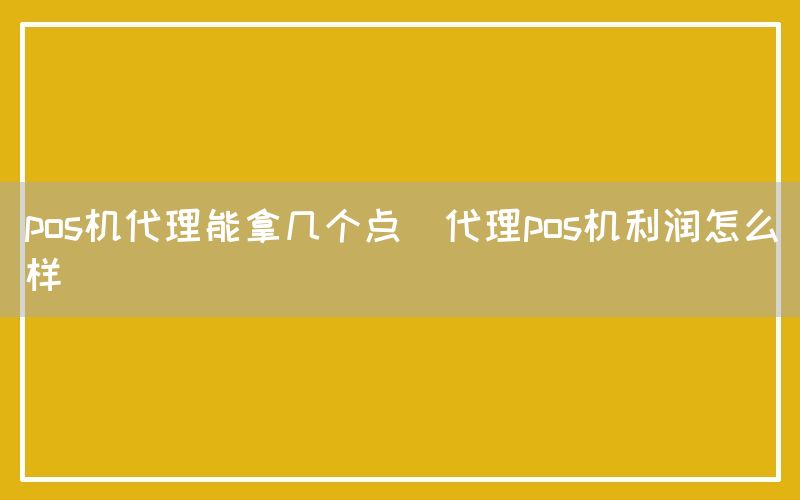 pos机代理能拿几个点(代理pos机利润怎么样)