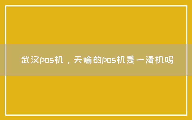 武汉pos机，天喻的pos机是一清机吗