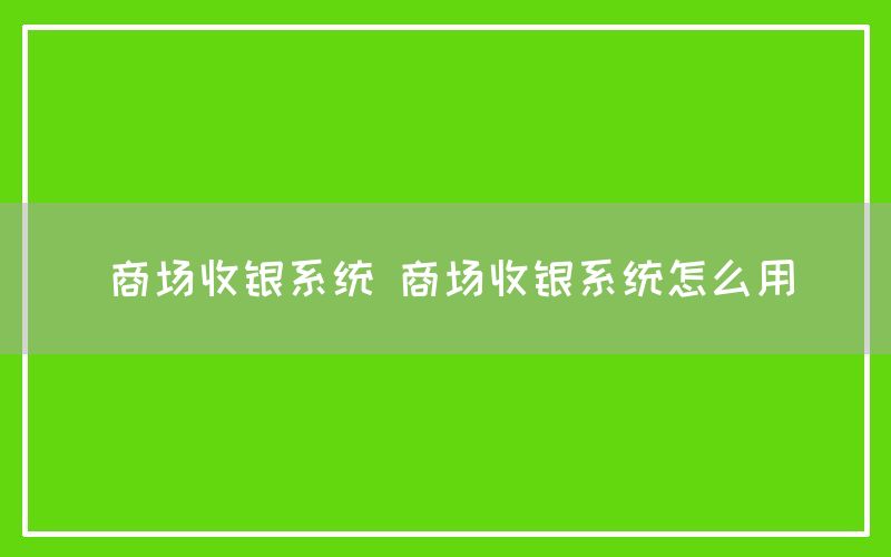 商场收银系统 商场收银系统怎么用(图1)