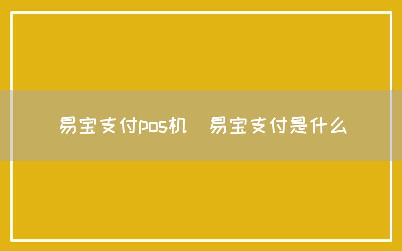 易宝支付pos机(易宝支付是什么)