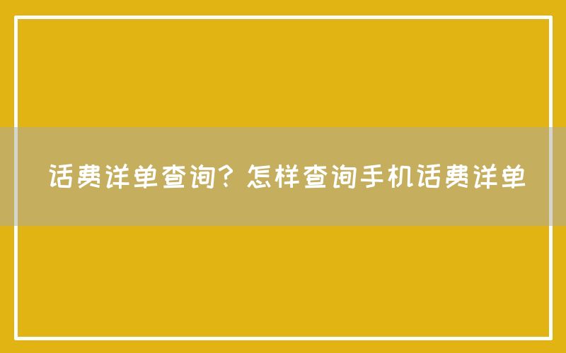 话费详单查询？怎样查询手机话费详单