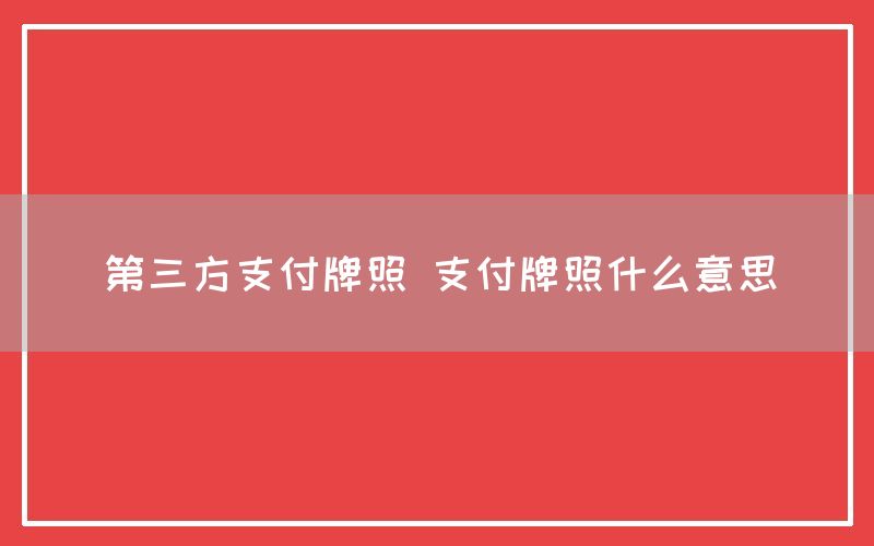 第三方支付牌照 支付牌照什么意思(图1)