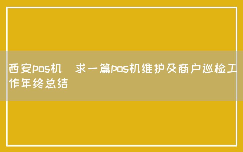 西安pos机(求一篇pos机维护及商户巡检工作年终总结)(图1)