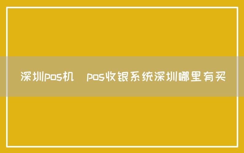 深圳pos机(pos收银系统深圳哪里有买)