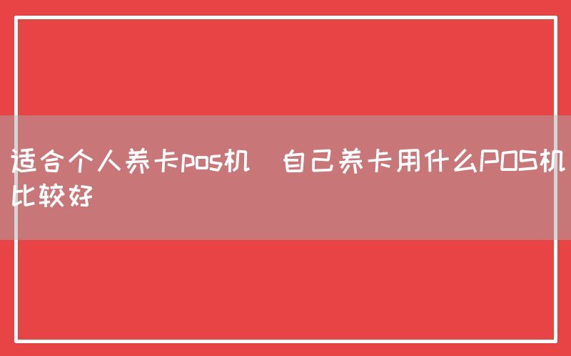 适合个人养卡pos机(自己养卡用什么POS机比较好)