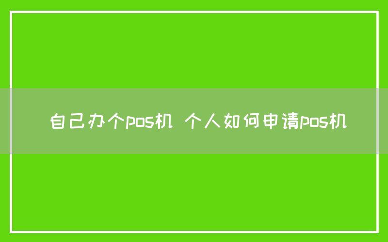 自己办个pos机 个人如何申请pos机