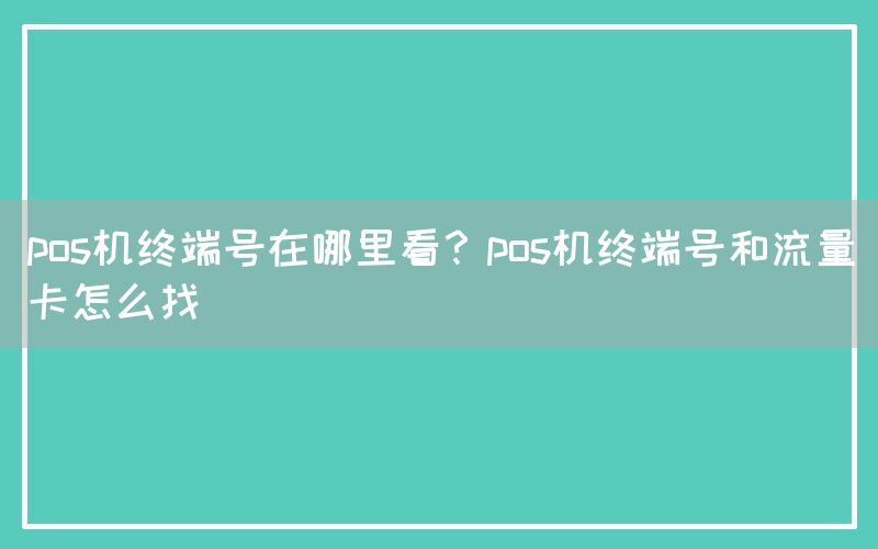 pos机终端号在哪里看？pos机终端号和流量卡怎么找