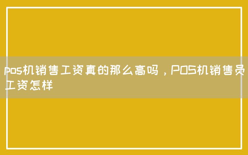 pos机销售工资真的那么高吗，POS机销售员工资怎样