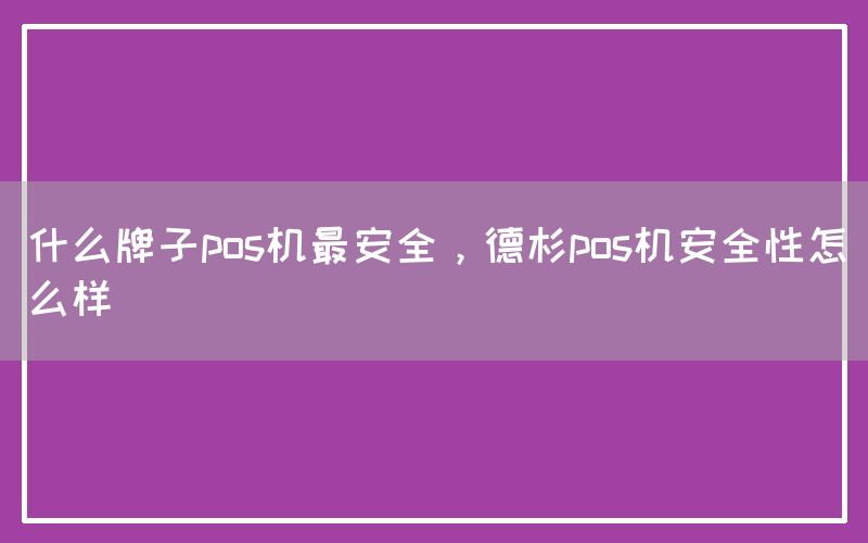 什么牌子pos机最安全，德杉pos机安全性怎么样