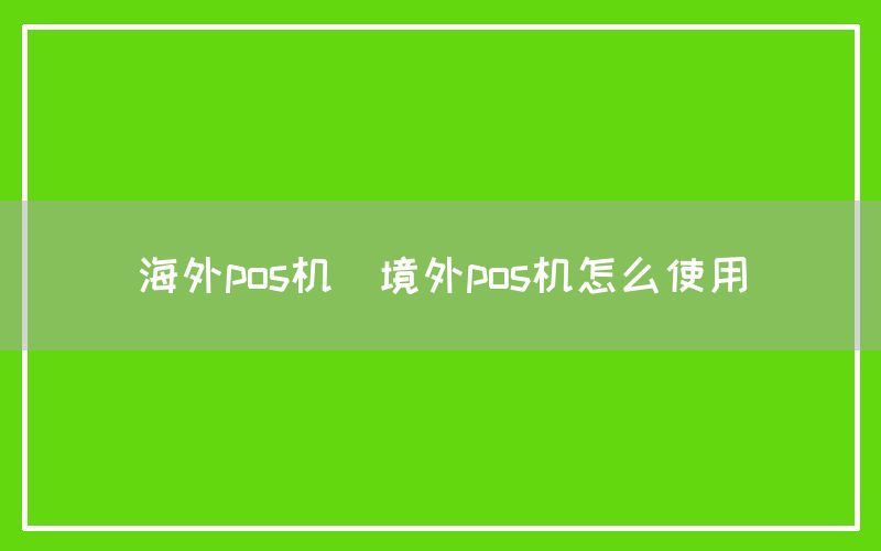 海外pos机(境外pos机怎么使用)(图1)