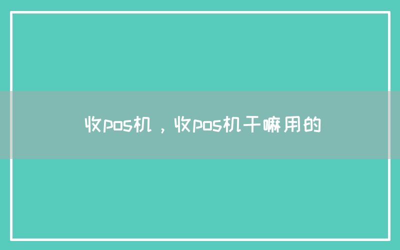 收pos机，收pos机干嘛用的(图1)