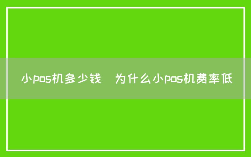 小pos机多少钱(为什么小pos机费率低)