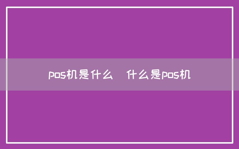 pos机是什么(什么是pos机)