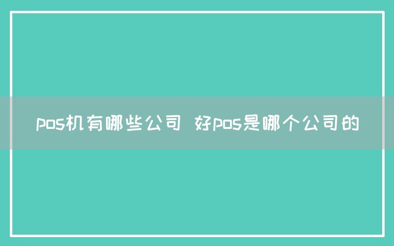 pos机有哪些公司 好pos是哪个公司的