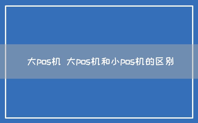 大pos机 大pos机和小pos机的区别