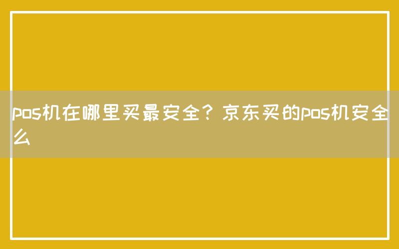 pos机在哪里买最安全？京东买的pos机安全么(图1)