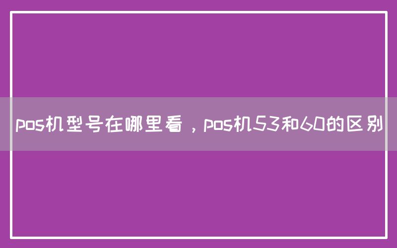 pos机型号在哪里看，pos机53和60的区别