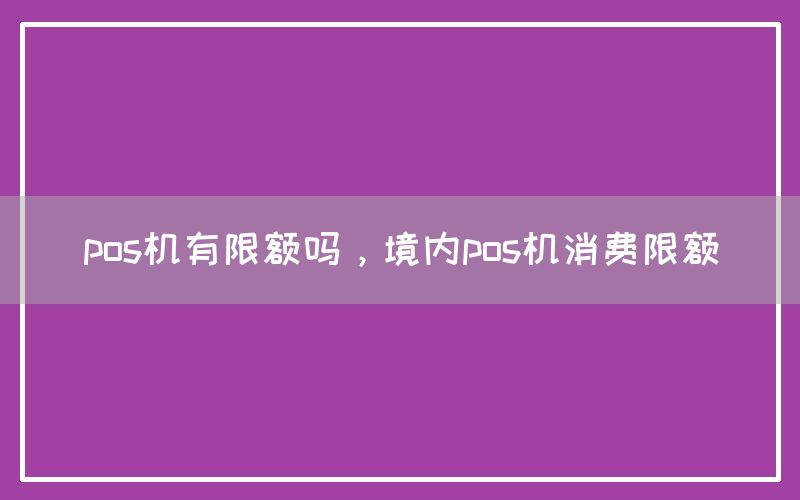 pos机有限额吗，境内pos机消费限额