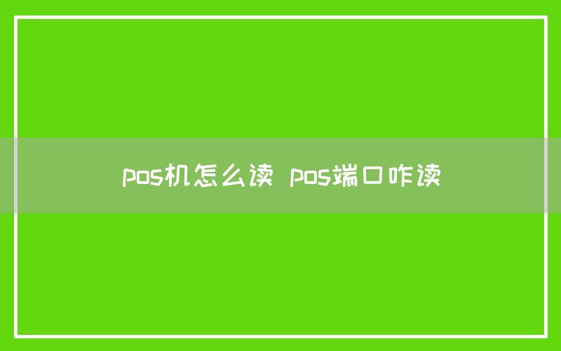 pos机怎么读 pos端口咋读