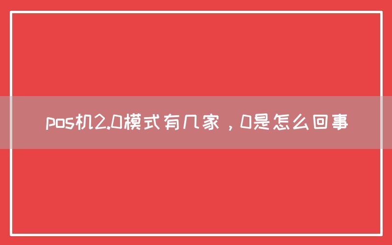 pos机2.0模式有几家，0是怎么回事