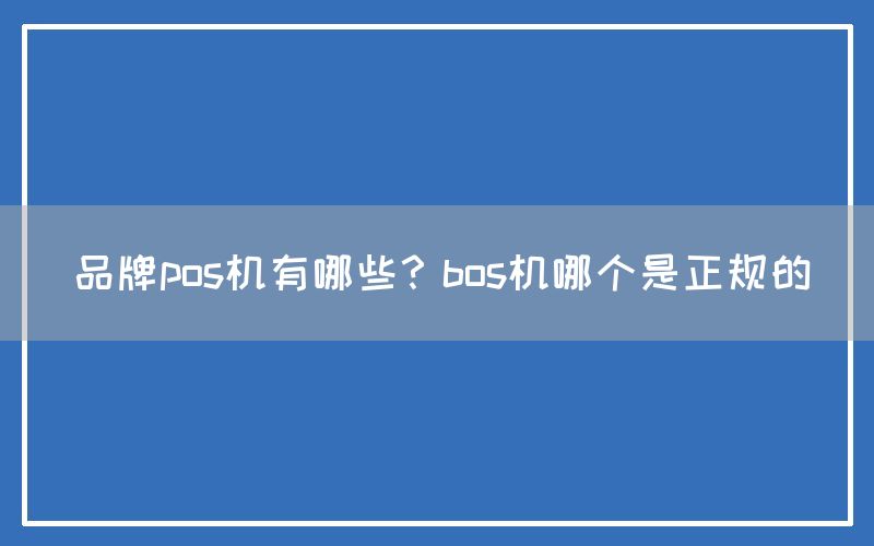 品牌pos机有哪些？bos机哪个是正规的(图1)