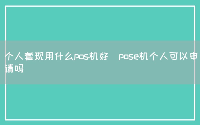 个人套现用什么pos机好(pose机个人可以申请吗)