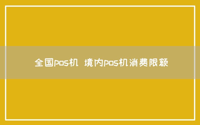 全国pos机 境内pos机消费限额(图1)