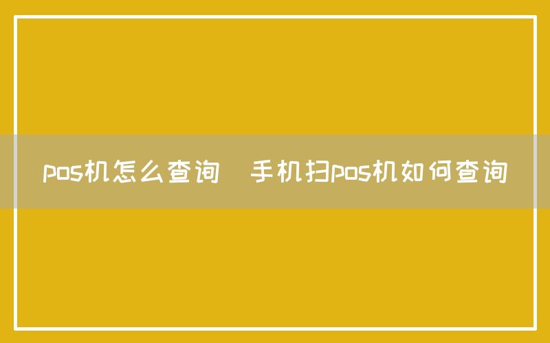 pos机怎么查询(手机扫pos机如何查询)