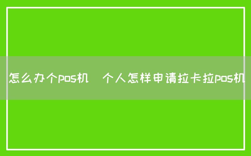 怎么办个pos机(个人怎样申请拉卡拉pos机)