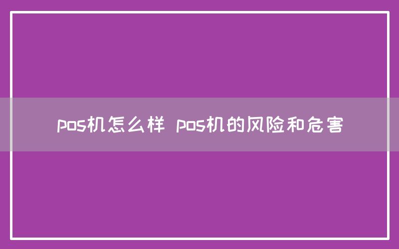 pos机怎么样 pos机的风险和危害(图1)