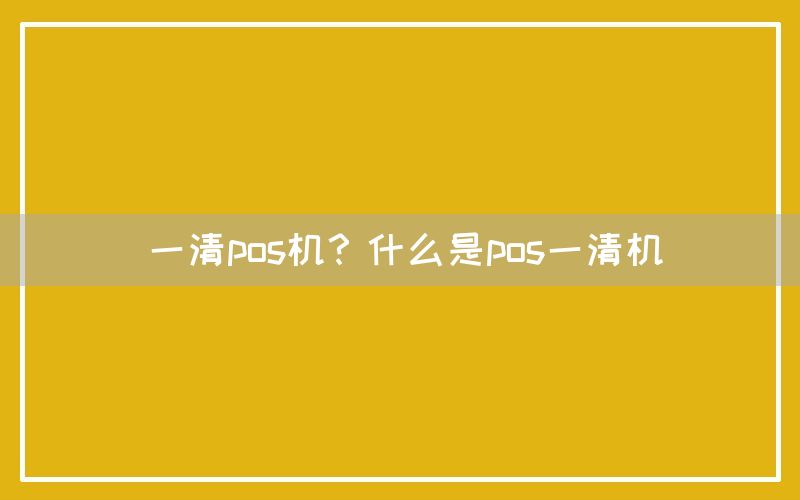 一清pos机？什么是pos一清机(图1)