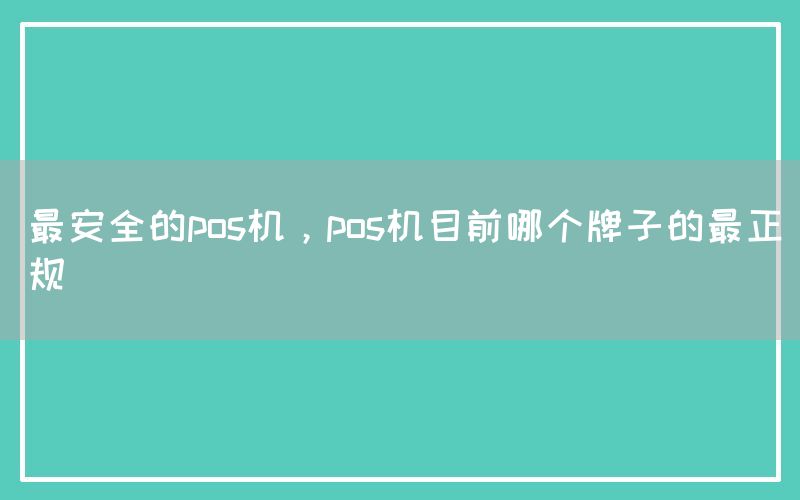 最安全的pos机，pos机目前哪个牌子的最正规